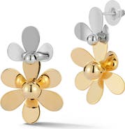 CHLOE AND MADISON Two Tone Flower Drop Earrings