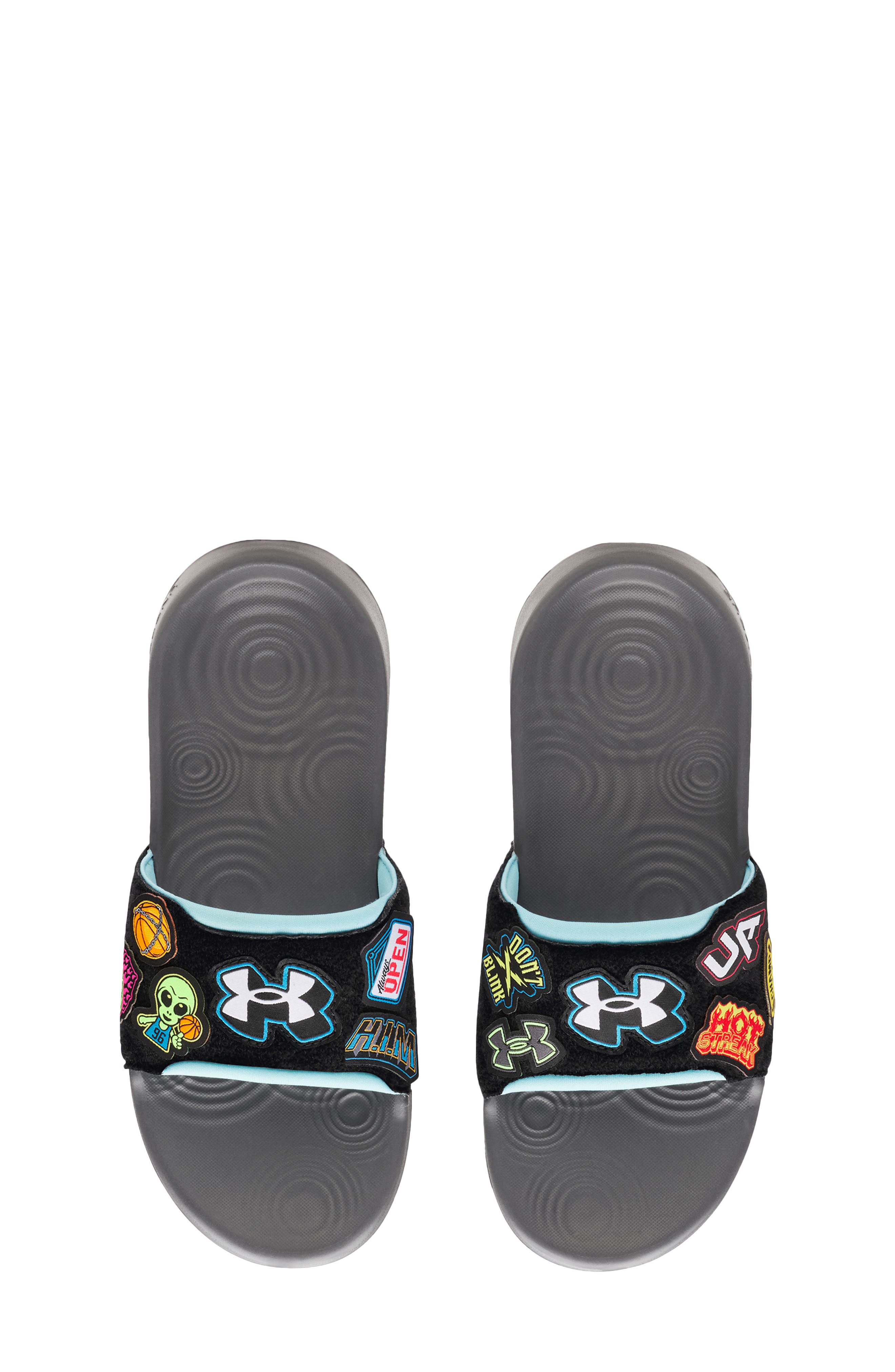 Under Armour Kids' UA Ignite Select Patches Slide Sandal, Alternate, color, Black