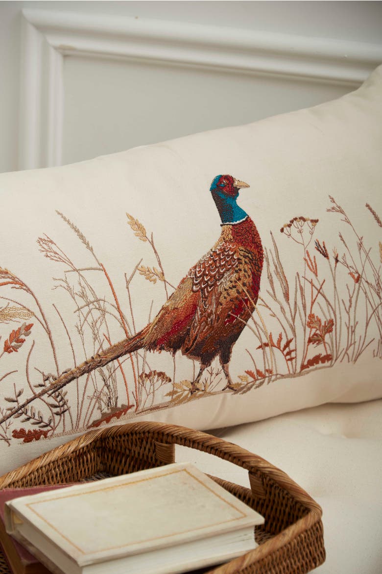 Pheasant Landing Indoor Lumbar Pillow, Alternate, color, Red
