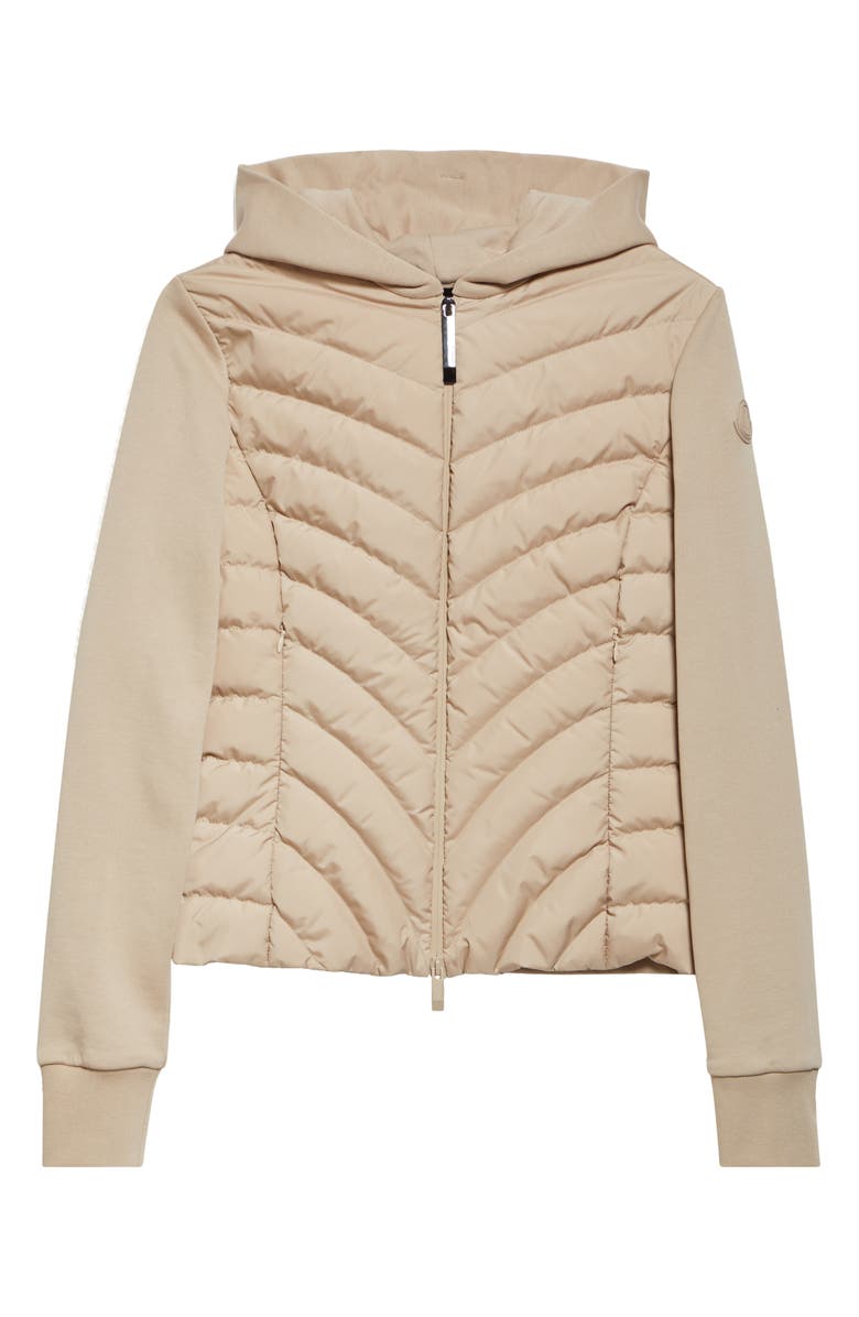 Moncler Mixed Media Down Jacket, Alternate, color, Beige Sand
