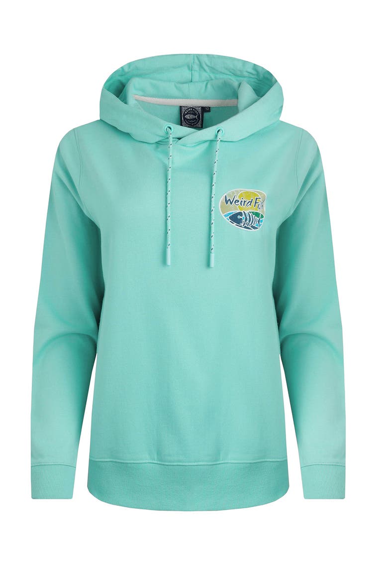 Back Print Popover Hoodie, Alternate, color, Aqua Marine