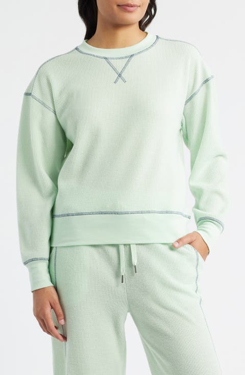 Contrast Stitch Waffle Knit Sweatshirt