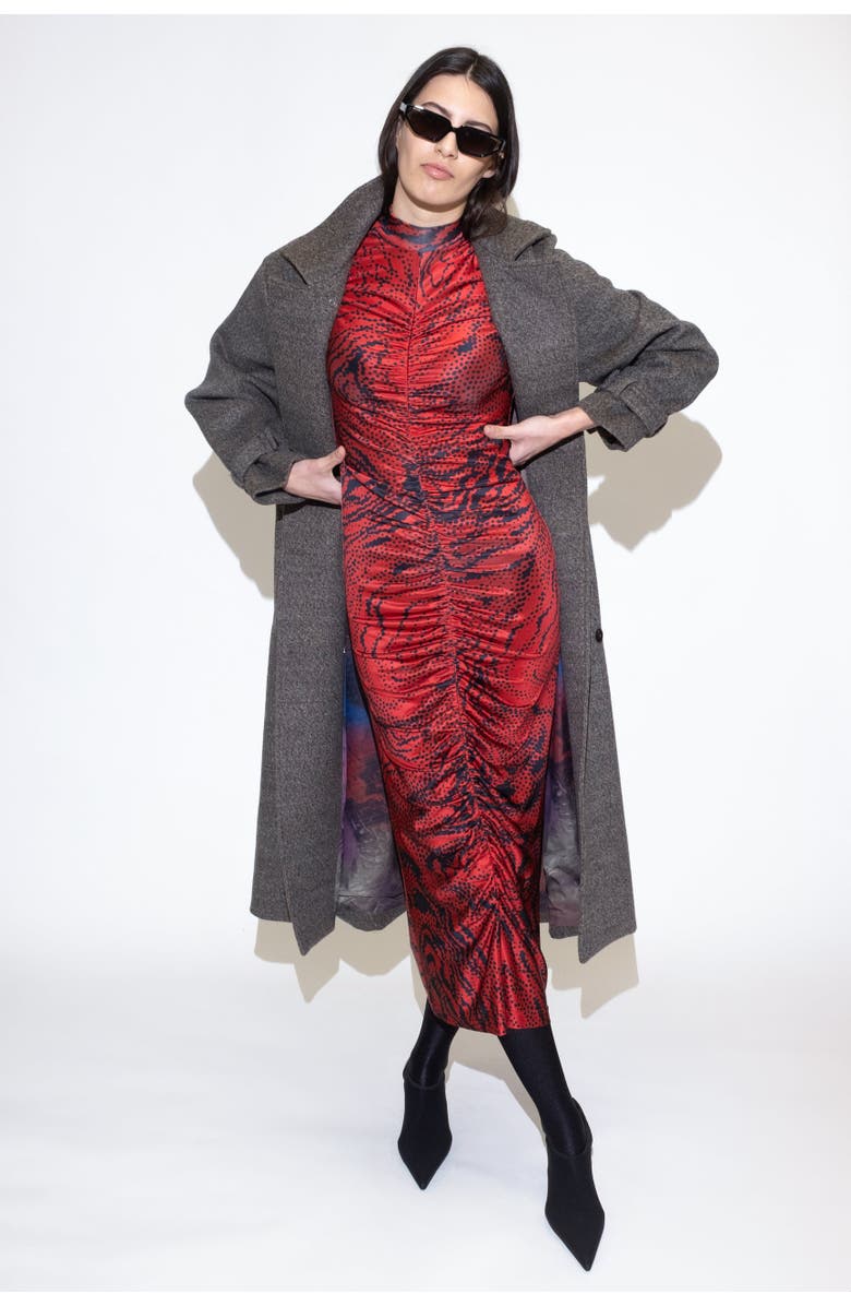 Untitled in Motion Alonia Jersey Ruched Midi Dress, Alternate, color, Zora Red