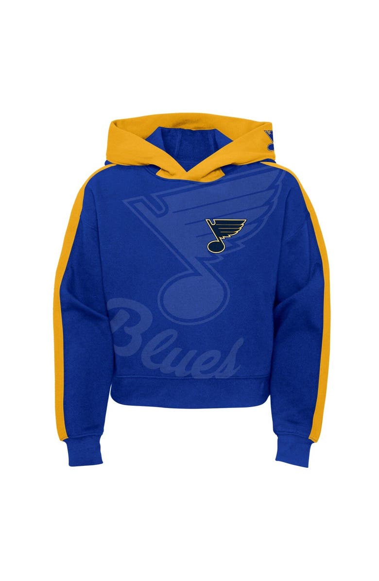 Outerstuff Girls Youth Blue St. Louis Blues Record Setter Pullover Hoodie, Alternate, color, 