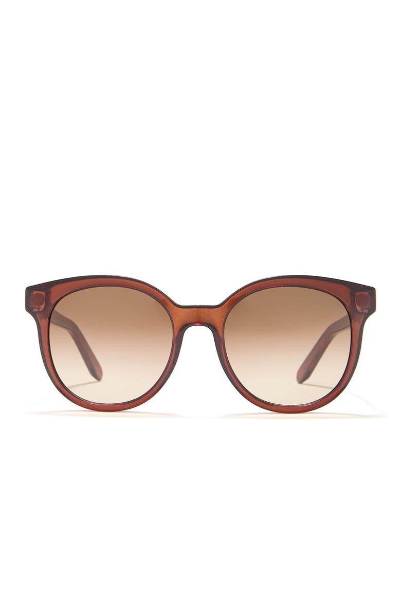 53mm Round Acetate Sunglasses, Alternate, color, CRYSTAL BROWN