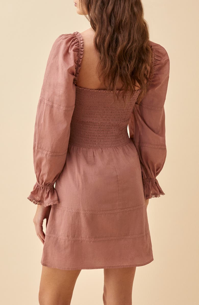 Reformation Dunes Long Sleeve Smocked Dress, Alternate, color,