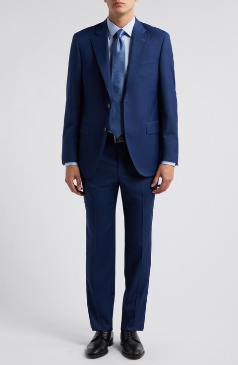 Flynn Classic Fit Navy Textured Wool Suit (Regular & Big)
