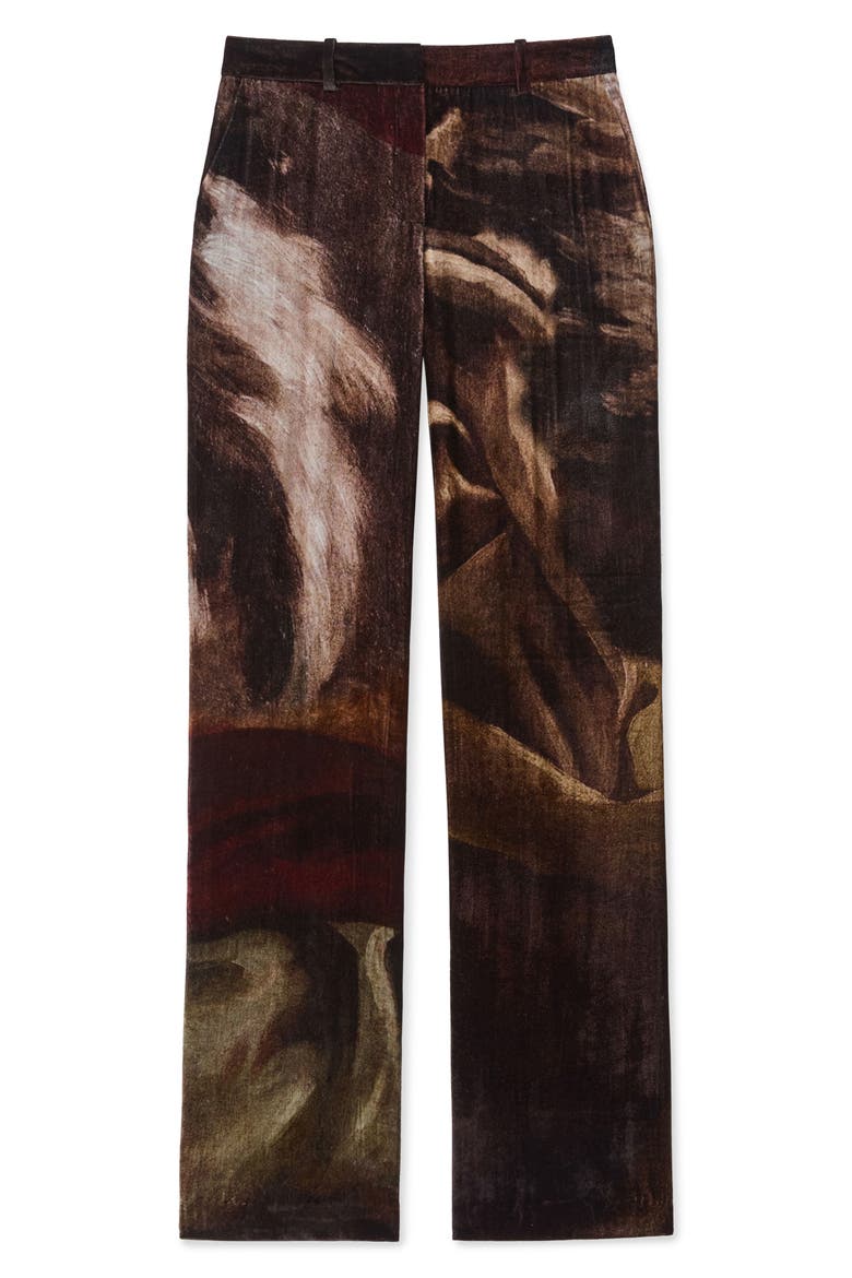 x Save Venice Gates High Waist Velvet Straight Leg Pants, Alternate, color, BURNT SIENNA MULTI