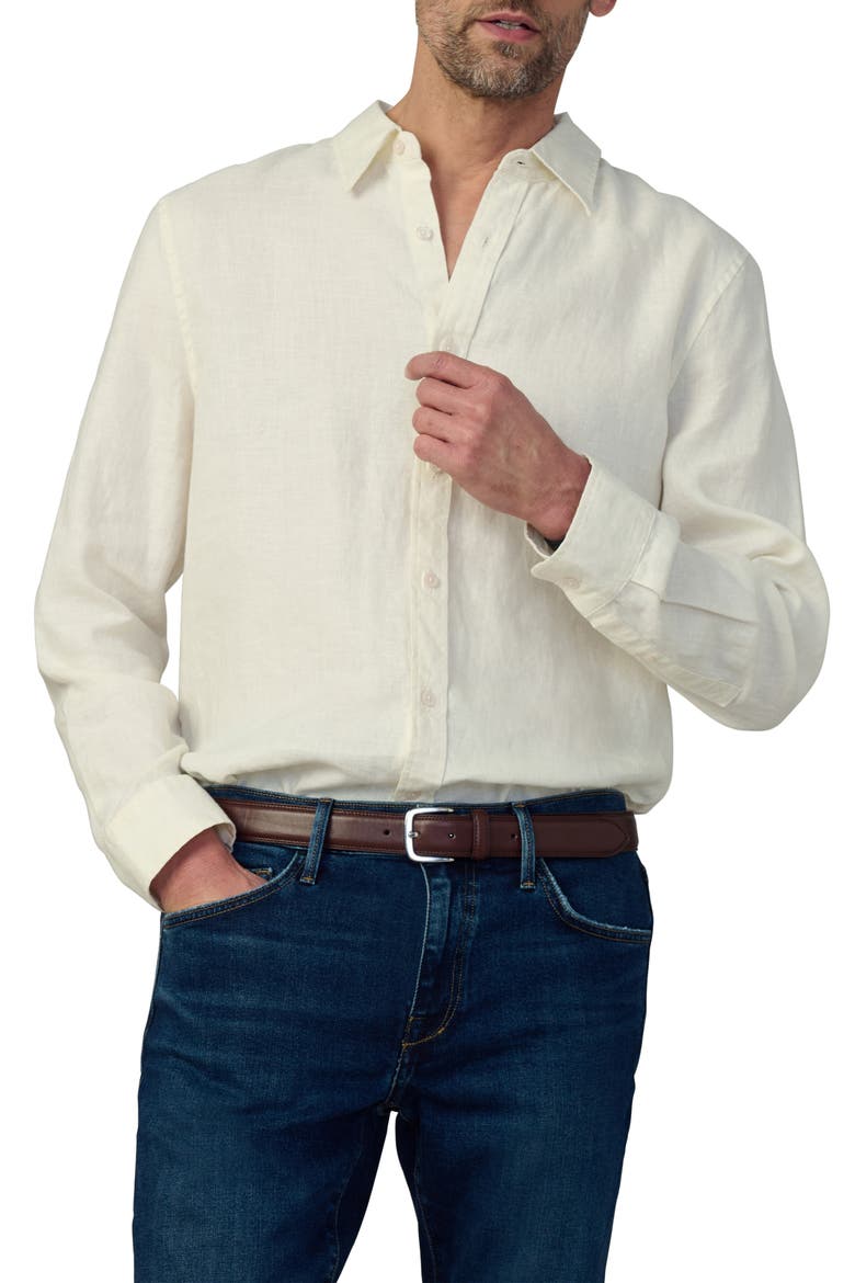 Jakob Linen Button-Up Shirt, Main, color, SEA SALT