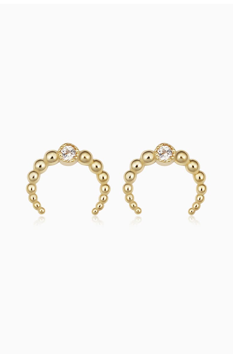 Oradina 14K Yellow Gold Wall St. Beaded Mini Studs, Main, color, Yellow Gold