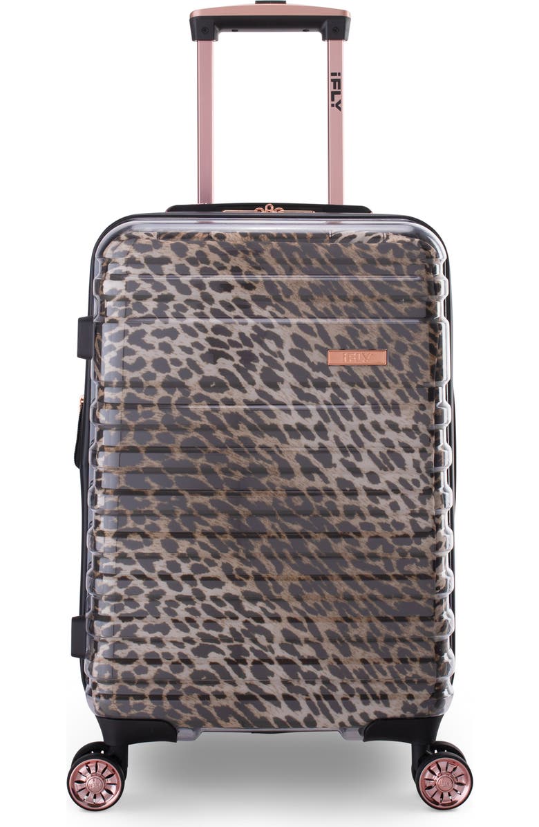 IFLY Clear 20" Animal Print Expandable Wheeled Carry-On Bag, Main, color,
