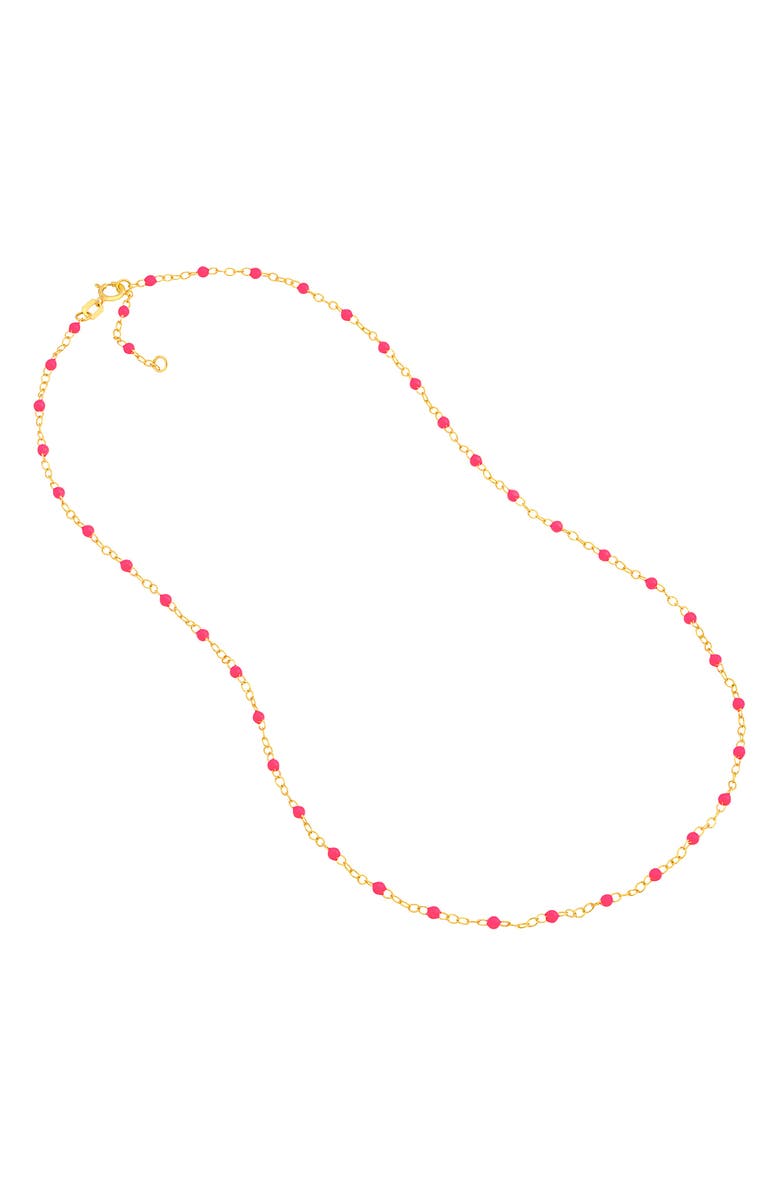 HAWLEY ST 14K Gold Hot Pink Enamel Station Necklace, Alternate, color, 