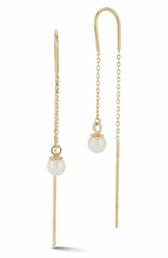 Ember Fine Jewelry 14K Gold Cultured Pearl Drop Threader Earrings