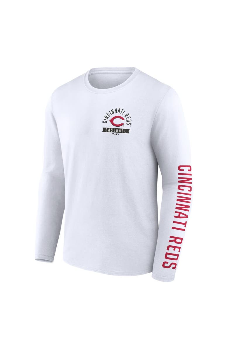 FANATICS Men's Fanatics  White Cincinnati Reds Press Box Long Sleeve T-Shirt, Alternate, color, 