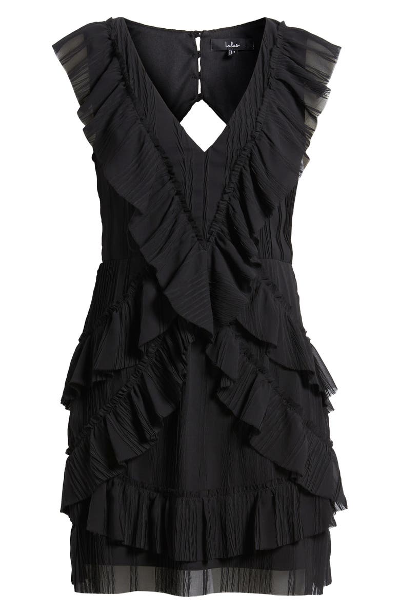 Lulus Nova Pleated Tiered Minidress, Alternate, color, Black