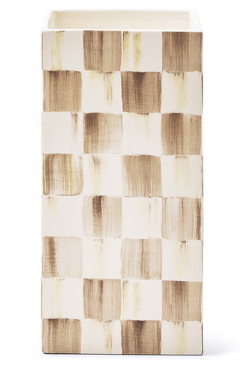 Mocha Check Pillar Vase, Alternate, color, MOCHA