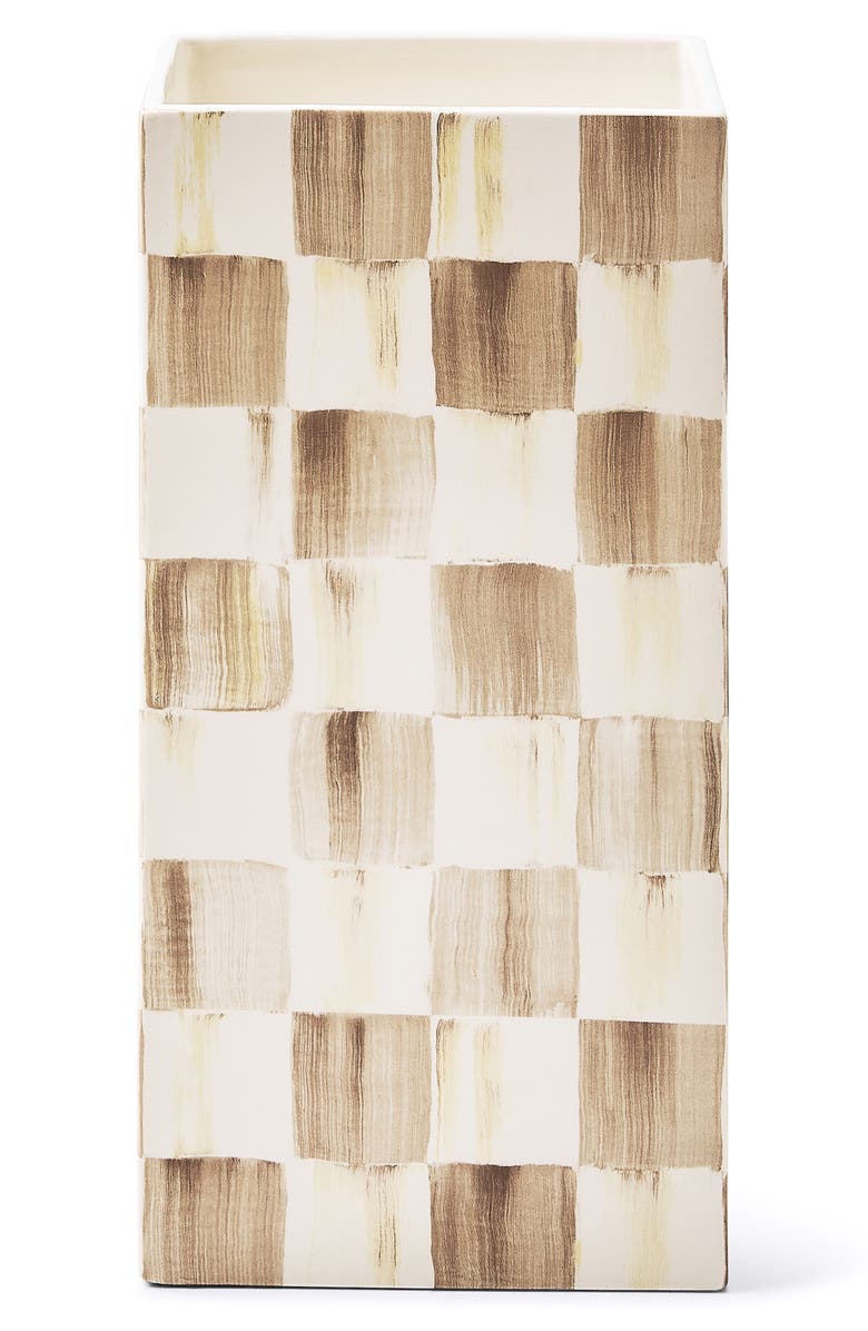 MACKENZIE CHILDS Mocha Check Pillar Vase, Alternate, color, Mocha