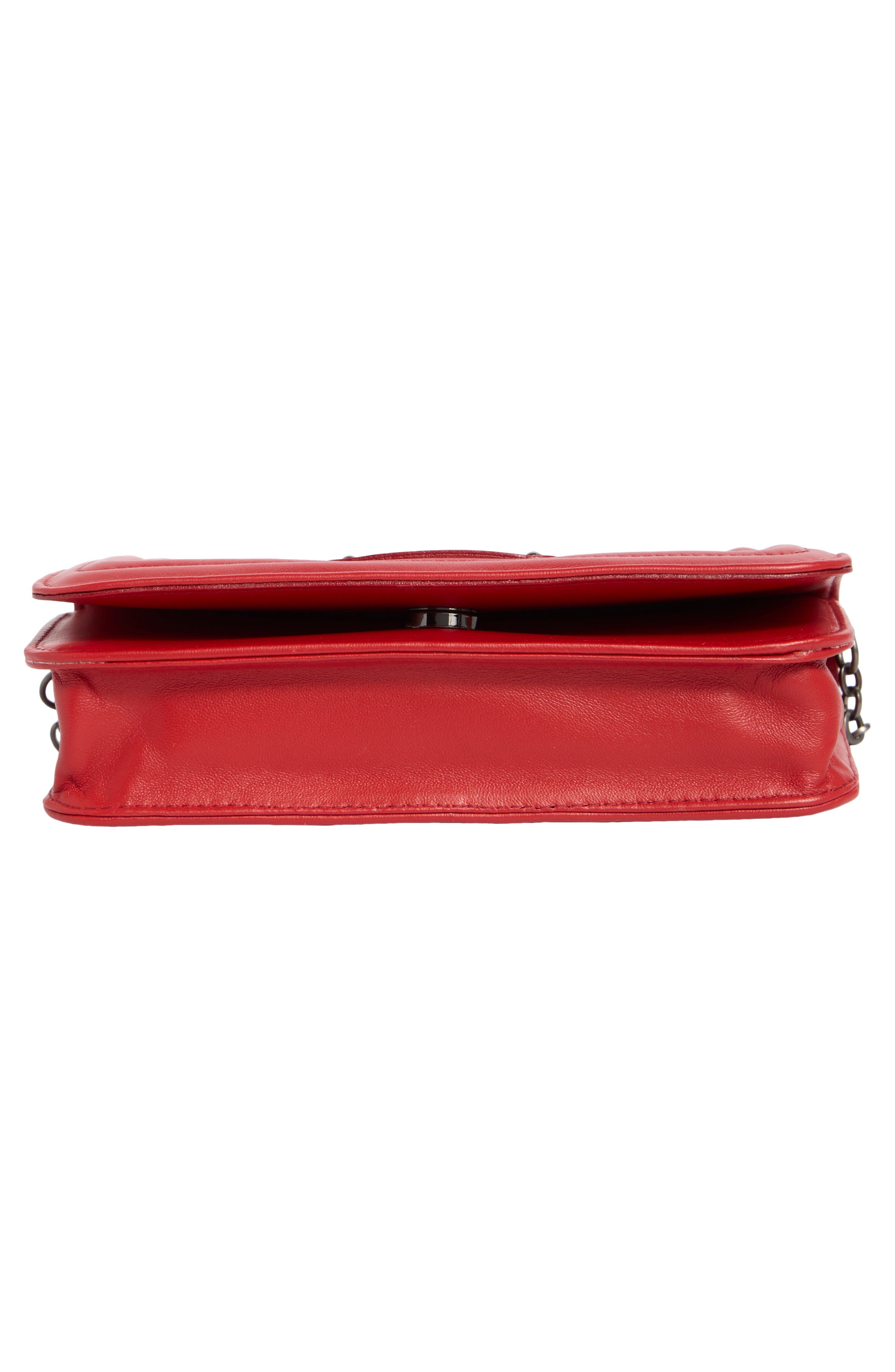Quilted Leather Wallet on a Chain, Alternate, color, RED