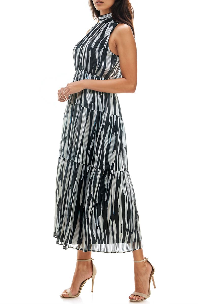Socialite Print Mock Neck Chiffon Midi Dress, Alternate, color,