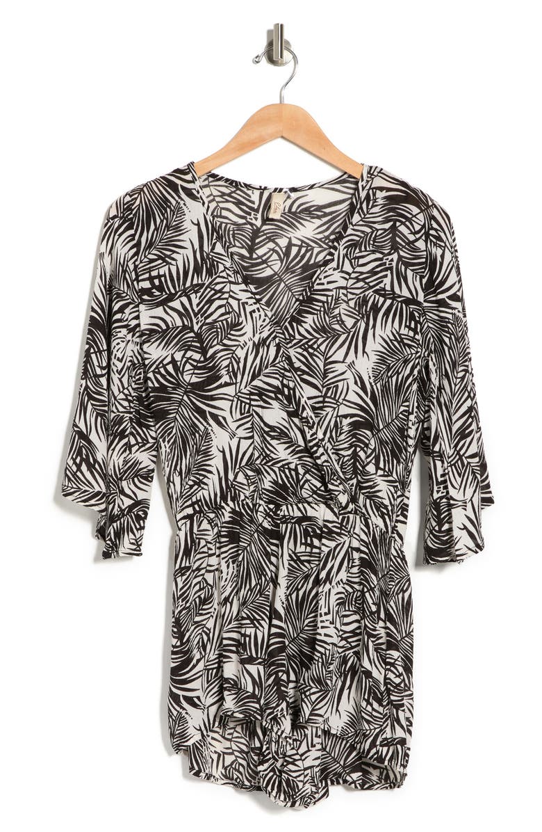 Elan Surplice V-Neck Print Romper, Alternate, color, 