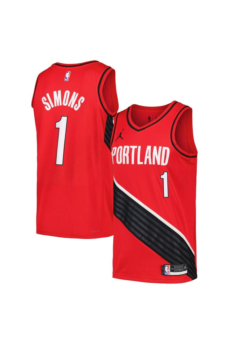 Men's Jordan Brand Anfernee Simons Red Portland Trail Blazers Swingman Player Jersey - Statement Edition, Main, color, Red