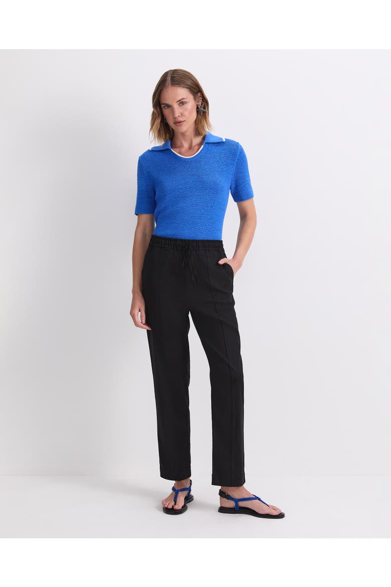 Rosa Tapered Linen Blend Trousers, Alternate, color, Black