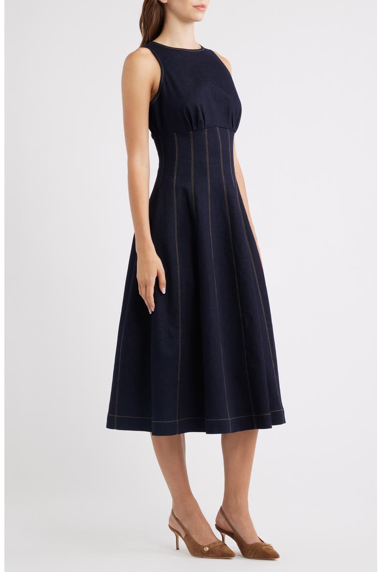 Contrast Stitch Denim Midi Dress, Alternate, color, DENIM