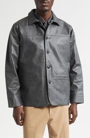 BEAMS Aged Faux Leather Car Coat