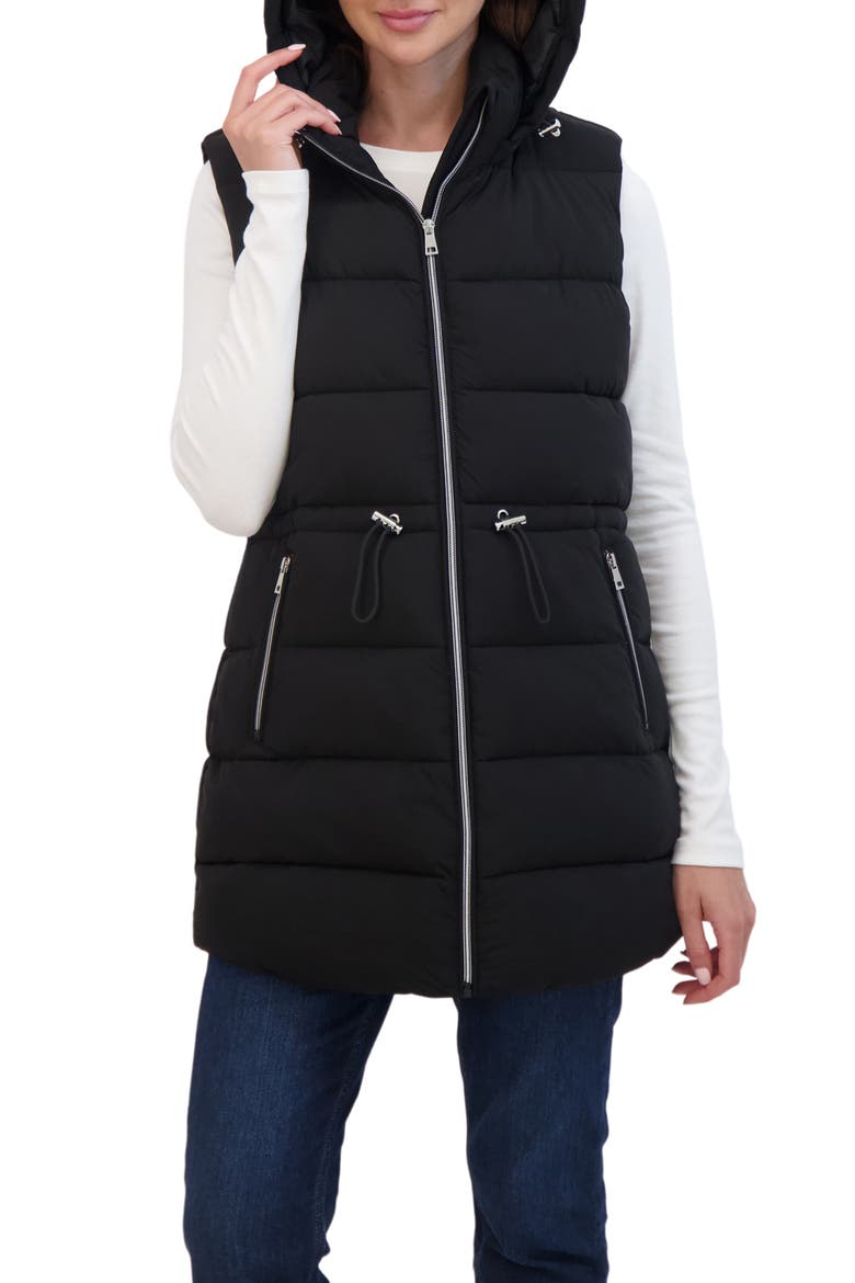Hooded Puffer Vest, Alternate, color, BLACK