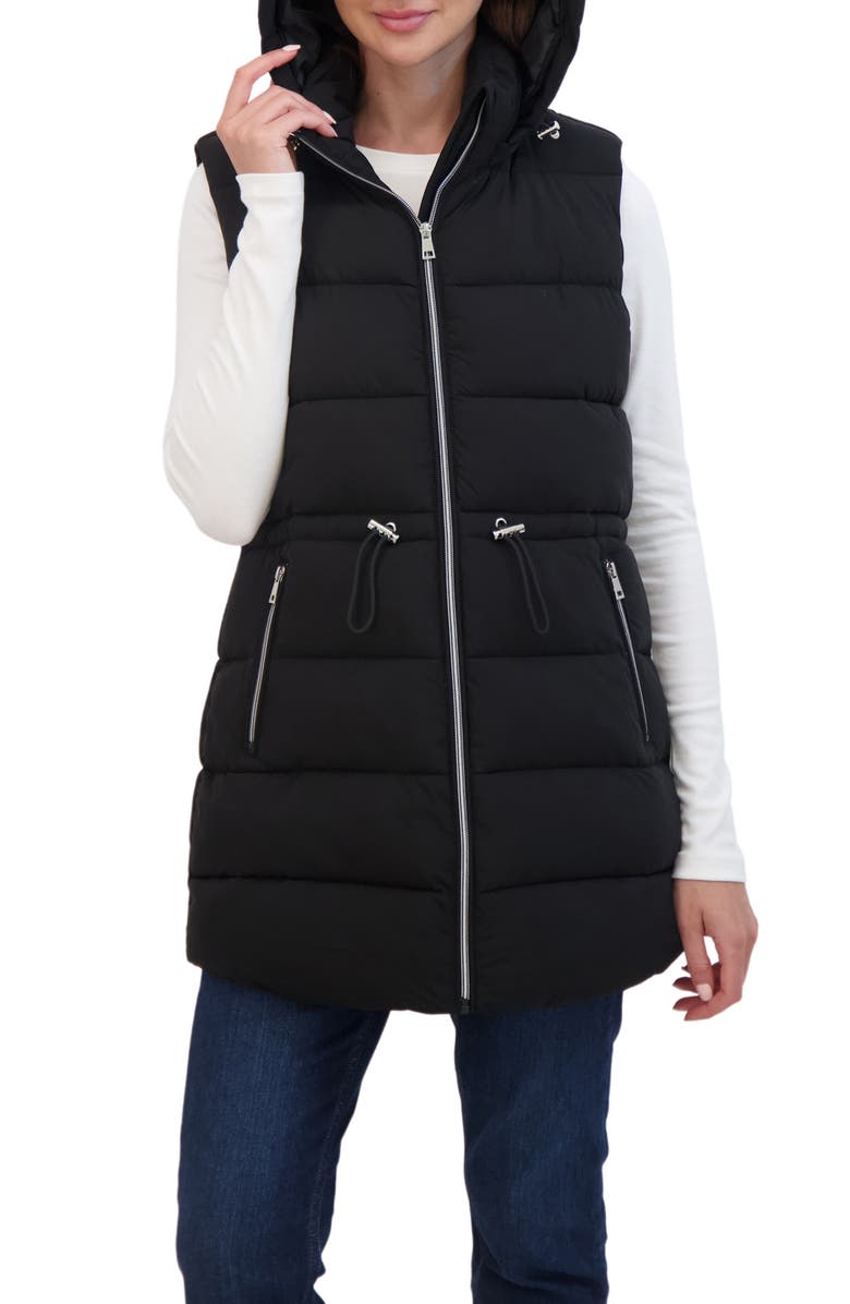 Sebby Hooded Puffer Vest, Alternate, color, Black