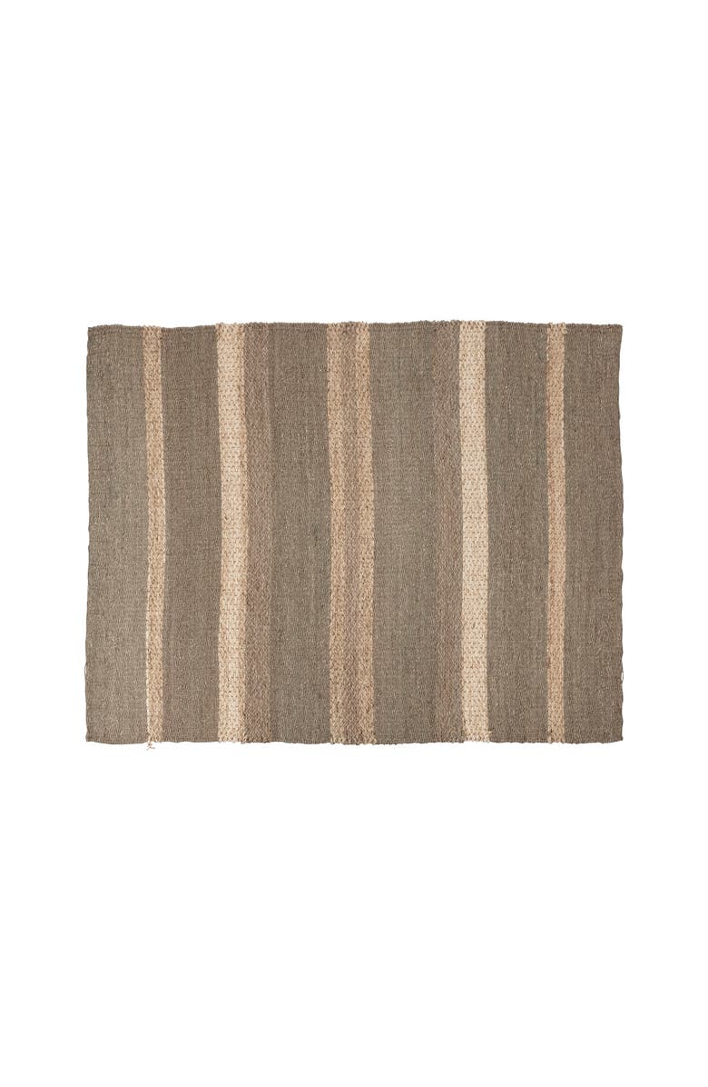 Storied Home Hand-Woven Seagrass and Corn Husk Rug with Stripes, Main, color, Natural