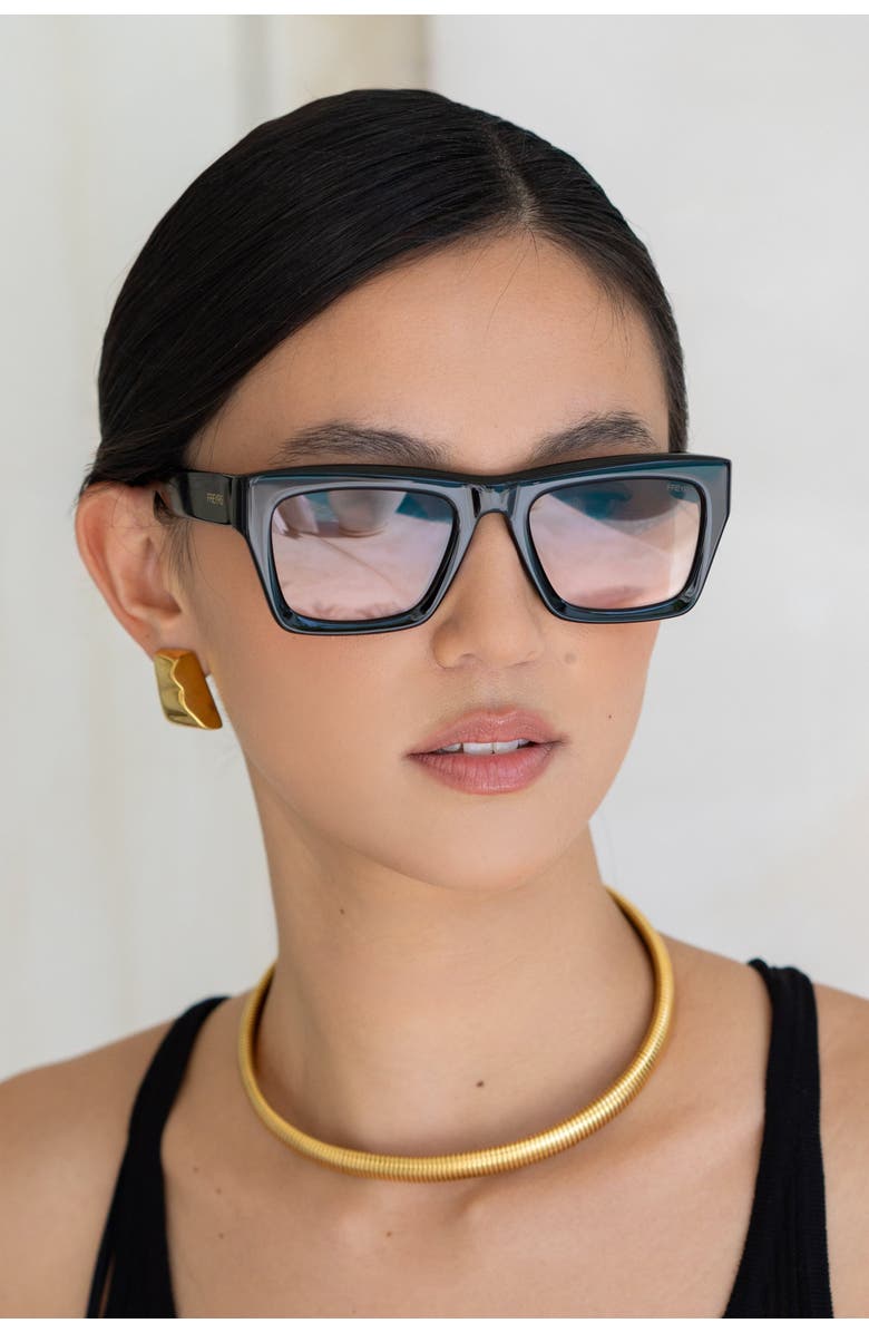 FREYRS Eyewear Nico Square Sunglasses, Alternate, color, Black / Brown