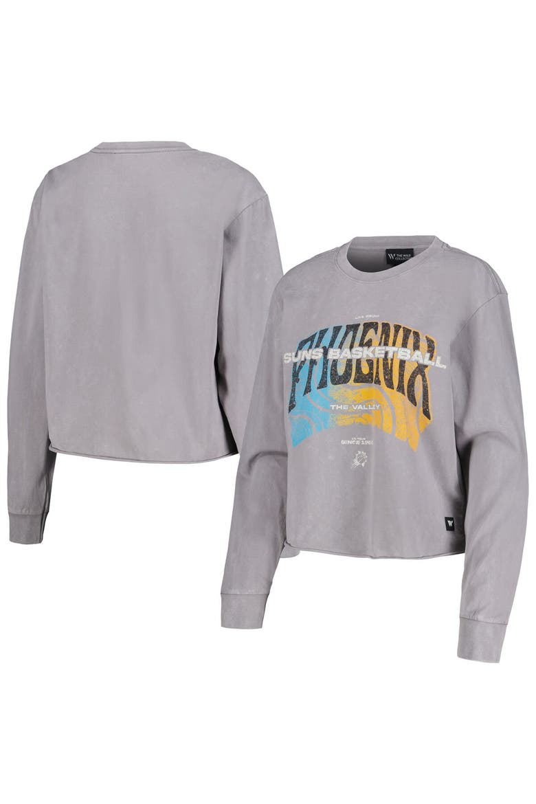 Women's The Wild Collective  Gray Phoenix Suns Band Cropped Long Sleeve T-Shirt, Main, color, Gray