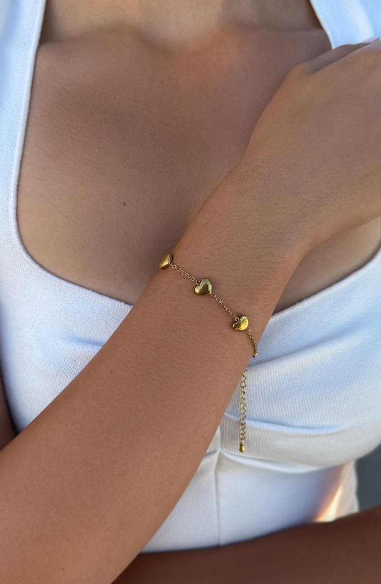 Adornia Polished Heart Station Bracelet, Alternate, color, Gold