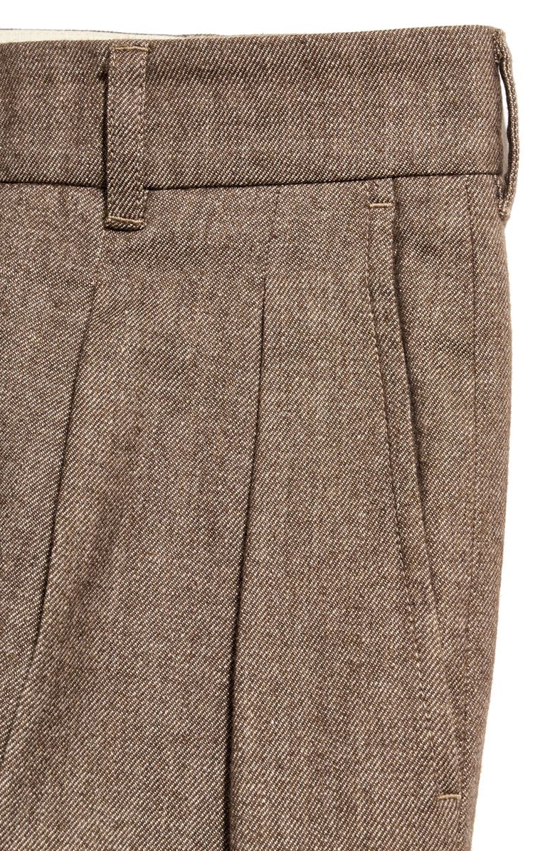 Billy Reid Pleated Cotton & Wool Dress Pants, Alternate, color, Brown