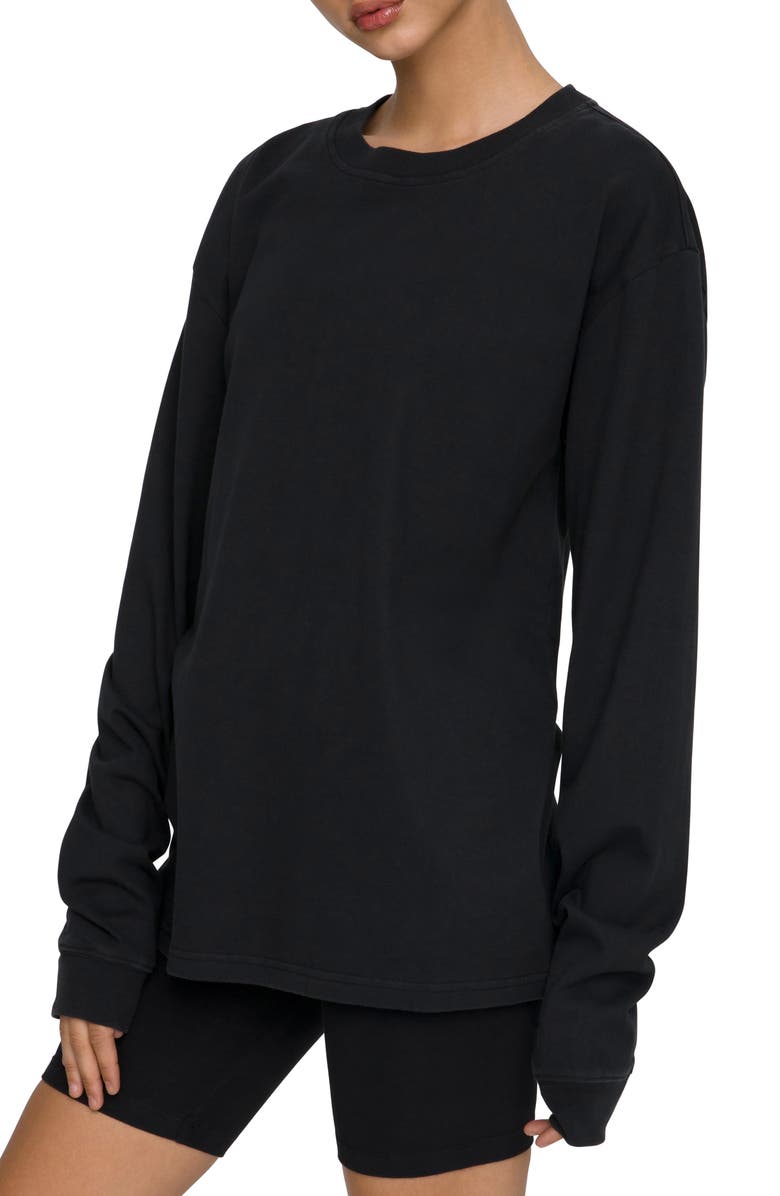 Good American Long Sleeve Crewneck T-Shirt, Main, color, 