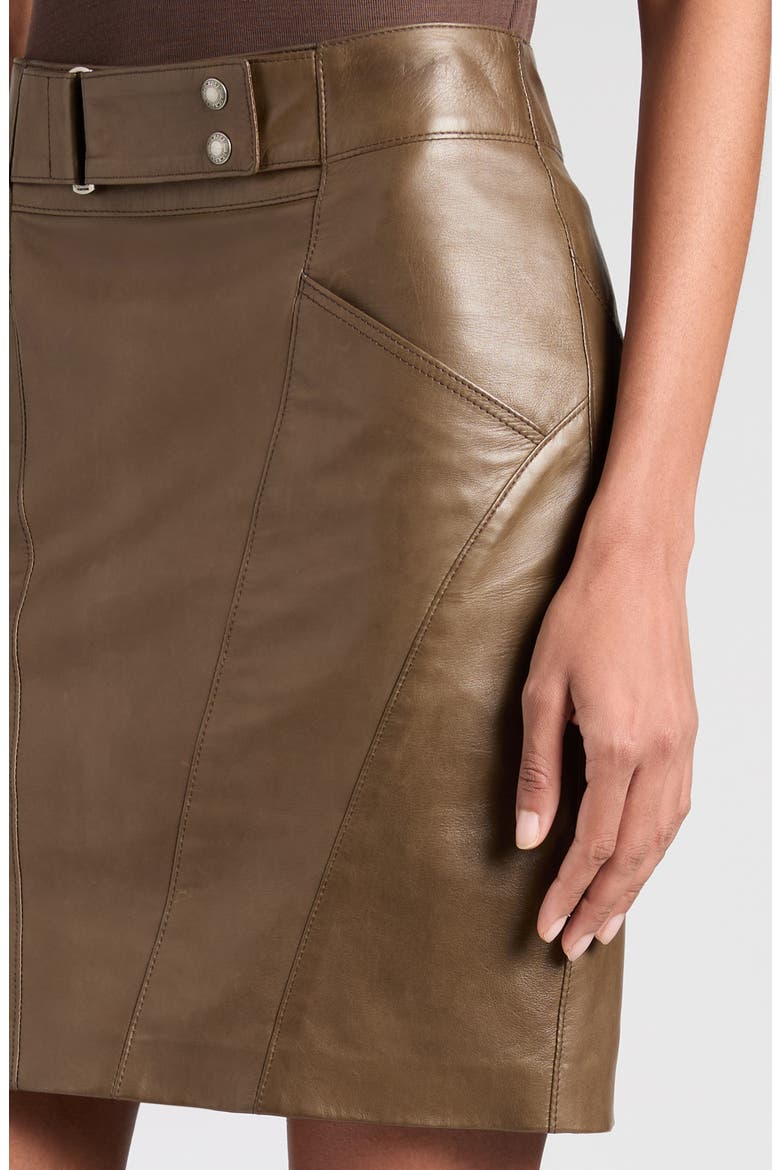 Paneled Napa Leather Pencil Skirt, Alternate, color, FG815 MILITARY GREEN