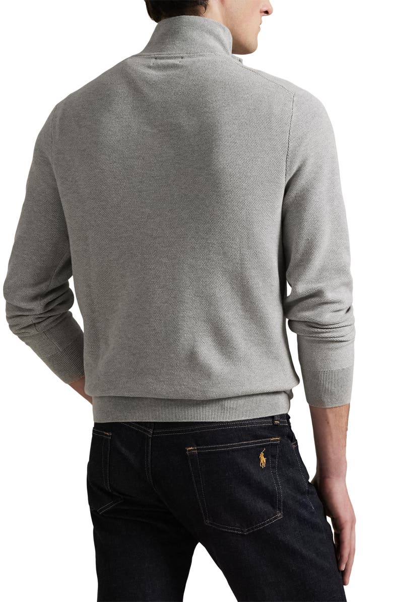 Polo Ralph Lauren Mesh Knit Quarter-Zip Sweater, Alternate, color, Andover Heather