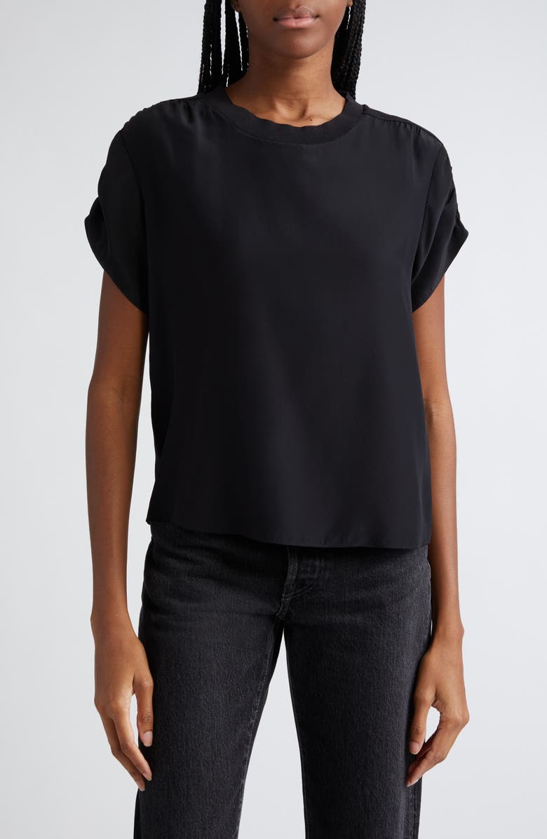 Cinq à Sept Lorainne Ruched Dolman Sleeve Silk Top, Main, color, 
