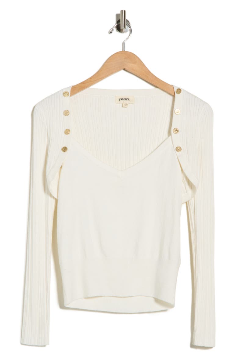 Nara Tank & Rib Shrug Set, Main, color, IVORY/ GOLD
