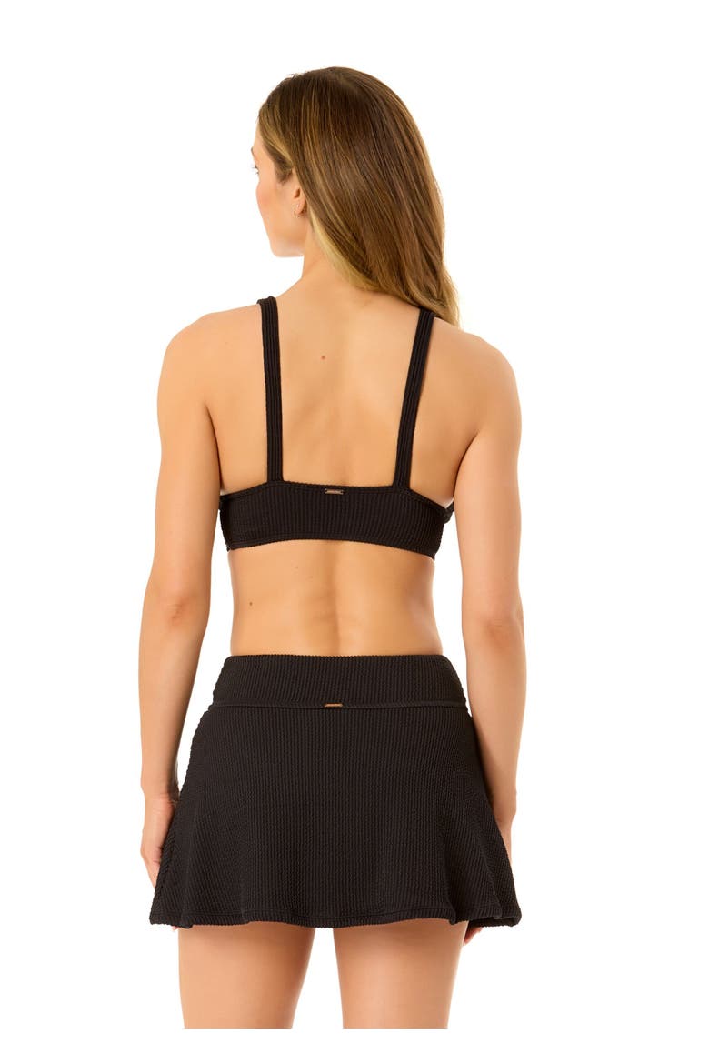 Women's Live In Color Textured Shirred Soft Band Bralette Bikini Swim Top, Alternate, color, Black