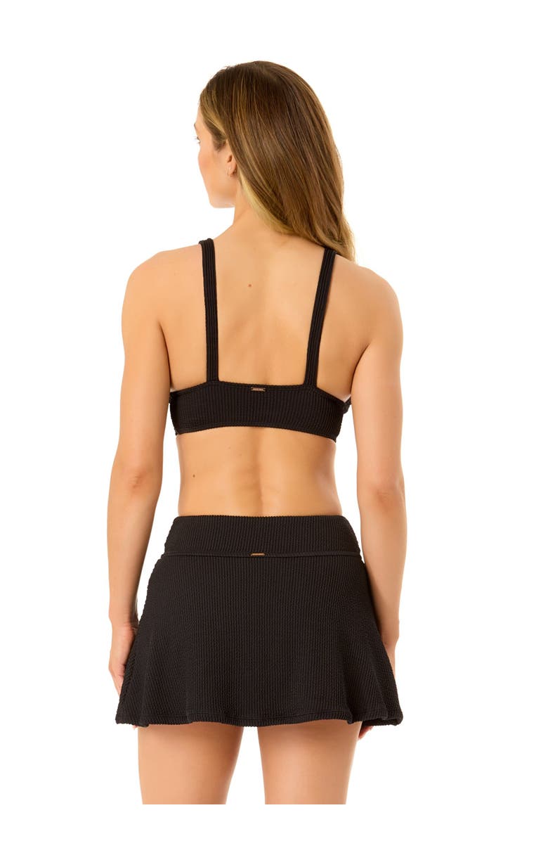 Anne Cole Women's Live In Color Textured Shirred Soft Band Bralette Bikini Swim Top, Alternate, color, Black