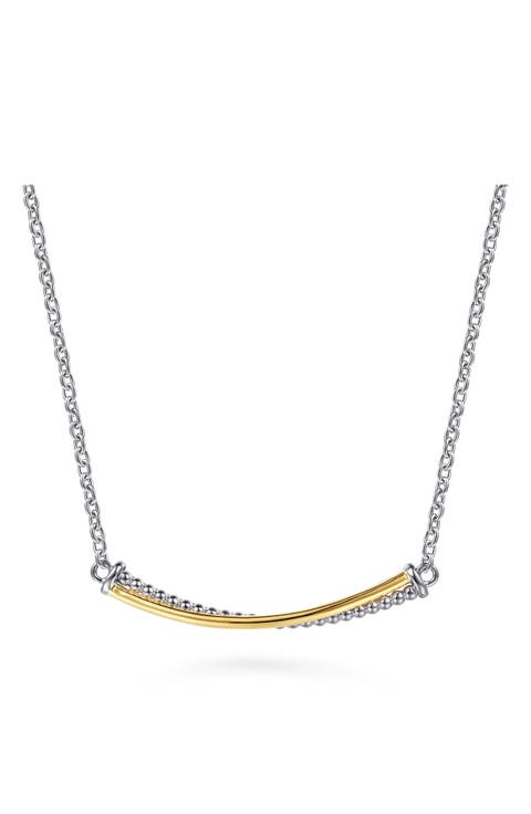 Bujukan 14K Gold & Sterling Silver Crisscross Bar Pendant Necklace