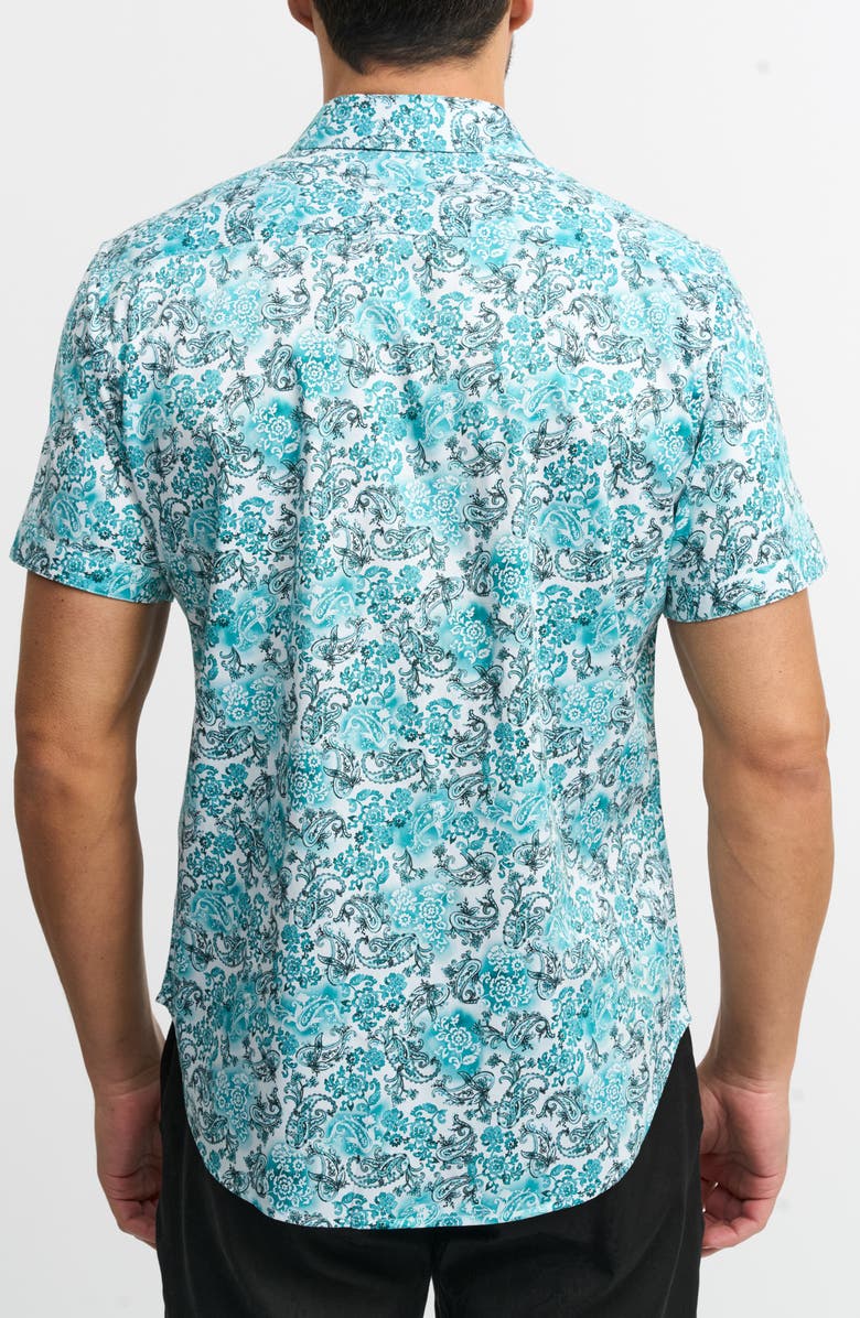 Robert Graham Downing Short Sleeve Button-Up Shirt, Alternate, color, Evergreen