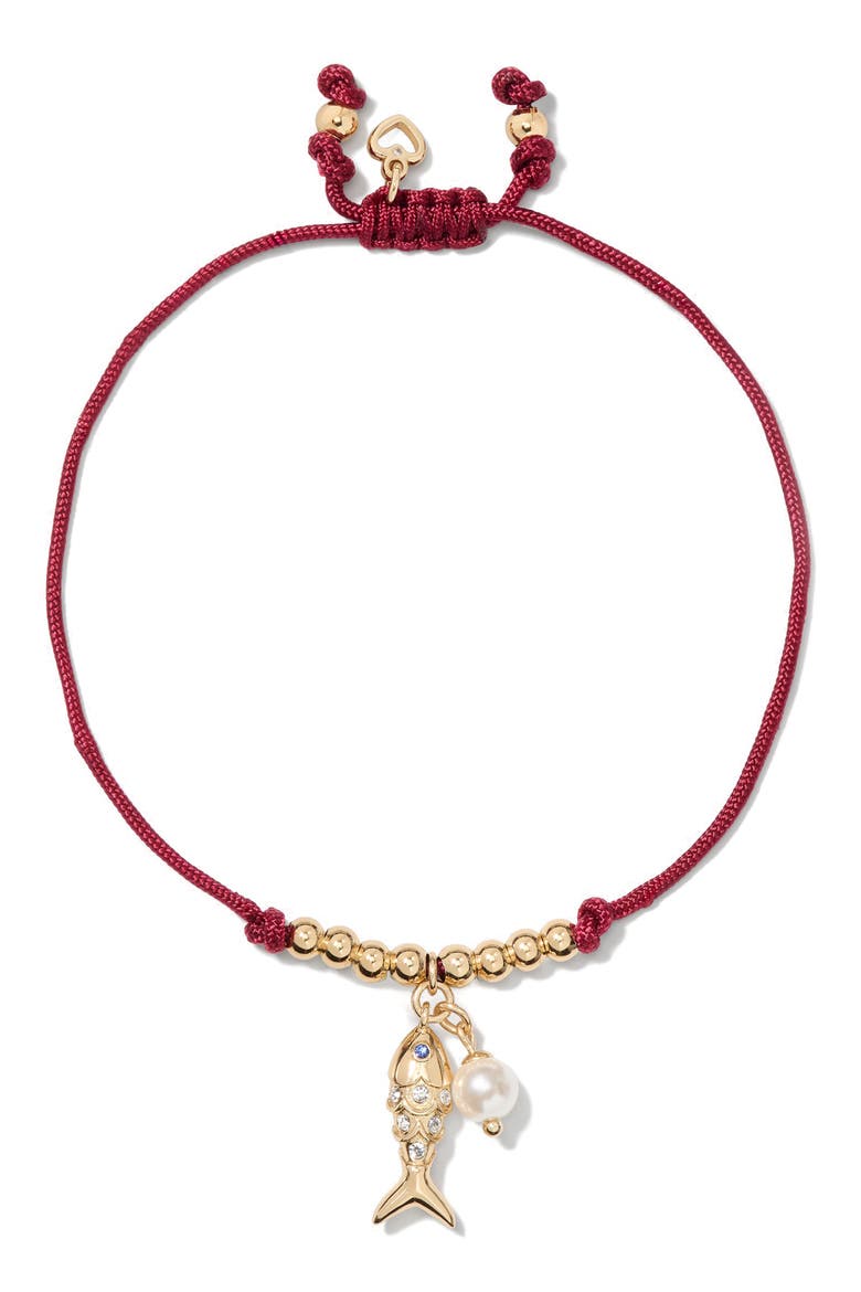 summer daze fish cord bracelet, Main, color, RED.