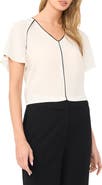 Vince Camuto Piped Flutter Sleeve Top