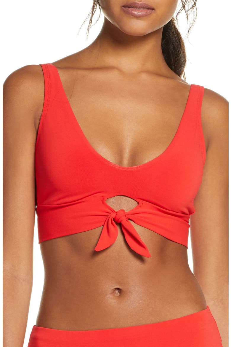 Ava Knot Front Bikini Top, Main, color, FIERY RED