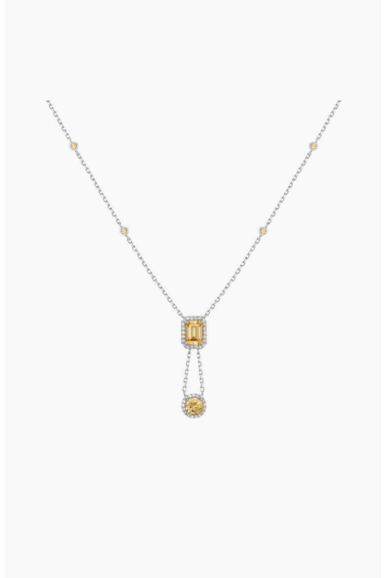 Lab Grown Canary Edwardian Lariat Necklace, Main, color, White Gold Vermeil