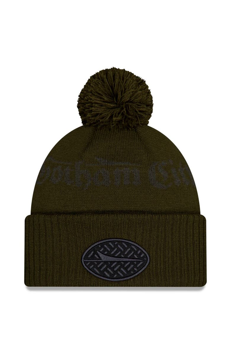 New Era Men's New Era  Gotham Green New York Jets 2025 Rivalries Collection Sideline Cuffed Knit Hat with Pom, Main, color, Dark Green