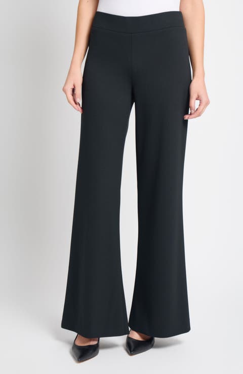 Ming Wang Stretch Deco Crepe Wide-Leg Pants